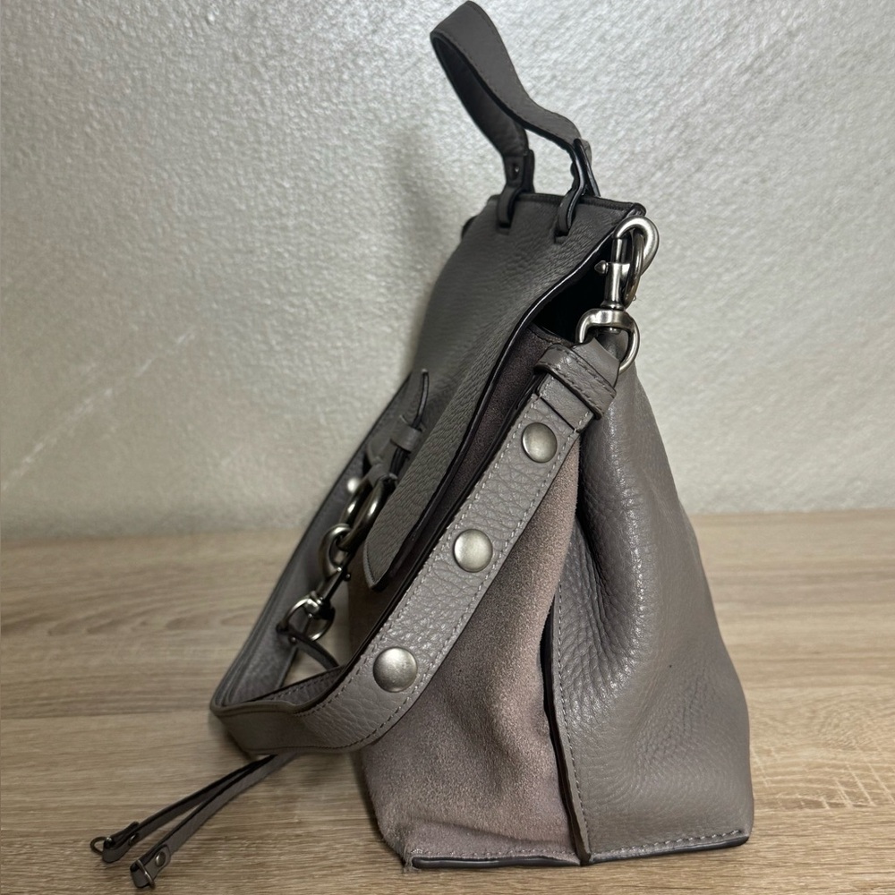 Rebecca Minkoff Medium Keith Grey Suede /Leather Satchel Handbag Shoulder Bag - Picture 2 of 16